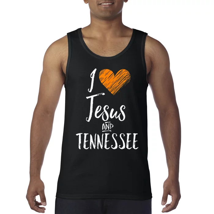 I Love Jesus And Tennessee Orange Heart Cute Fan Gift Tank Top