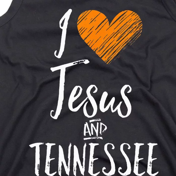 I Love Jesus And Tennessee Orange Heart Cute Fan Gift Tank Top