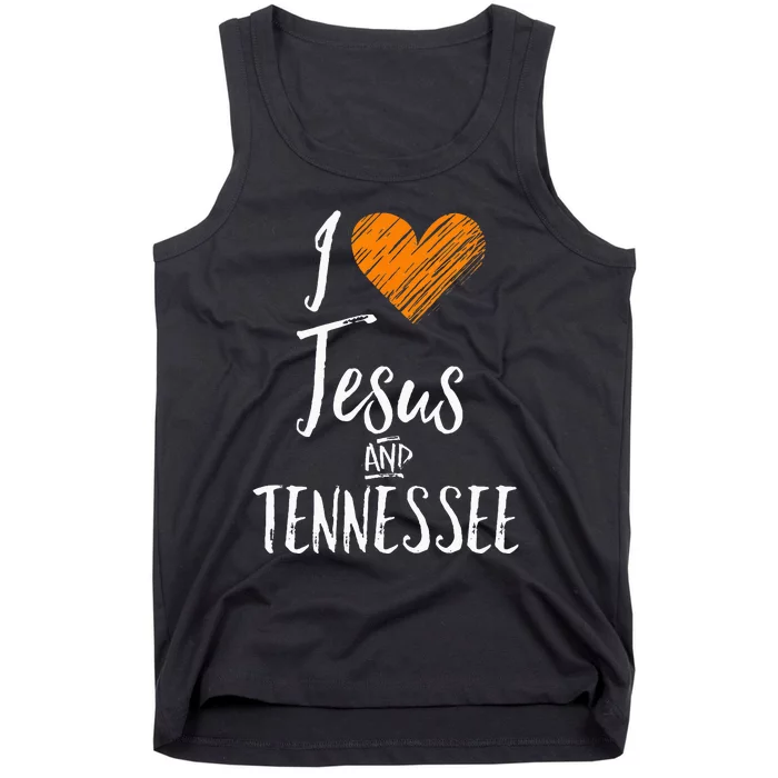 I Love Jesus And Tennessee Orange Heart Cute Fan Gift Tank Top