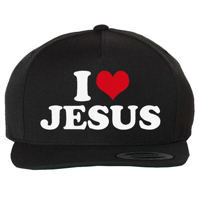 I Love Jesus I Heart Jesus Wool Snapback Cap