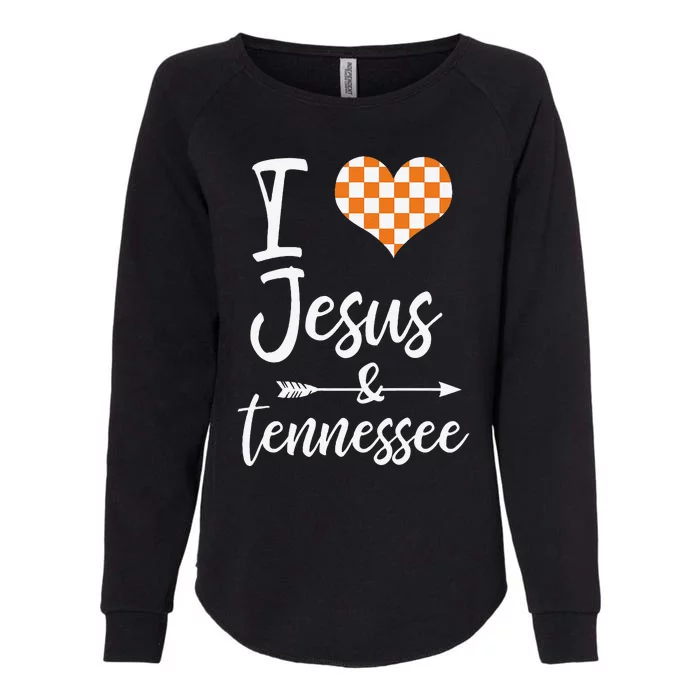 I Love Jesus And Tennessee Orange Heart Cute Fan Womens California Wash Sweatshirt