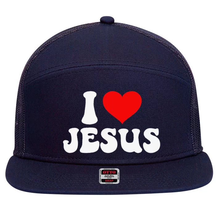 I Love Jesus Bible Christ 7 Panel Mesh Trucker Snapback Hat