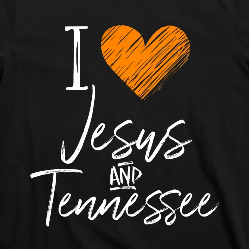 I Love Jesus And Tennessee Orange Heart Cute Fan Gift T-Shirt