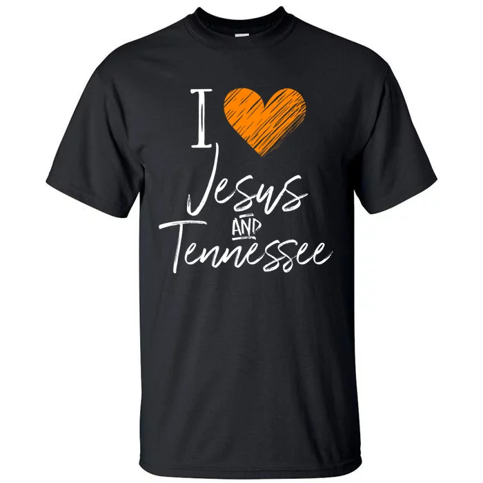 I Love Jesus And Tennessee Orange Heart Cute Fan Gift Tall T-Shirt