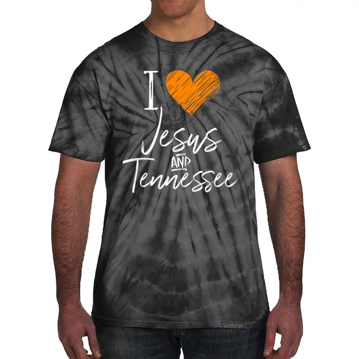 I Love Jesus And Tennessee Orange Heart Cute Fan Gift Tie-Dye T-Shirt