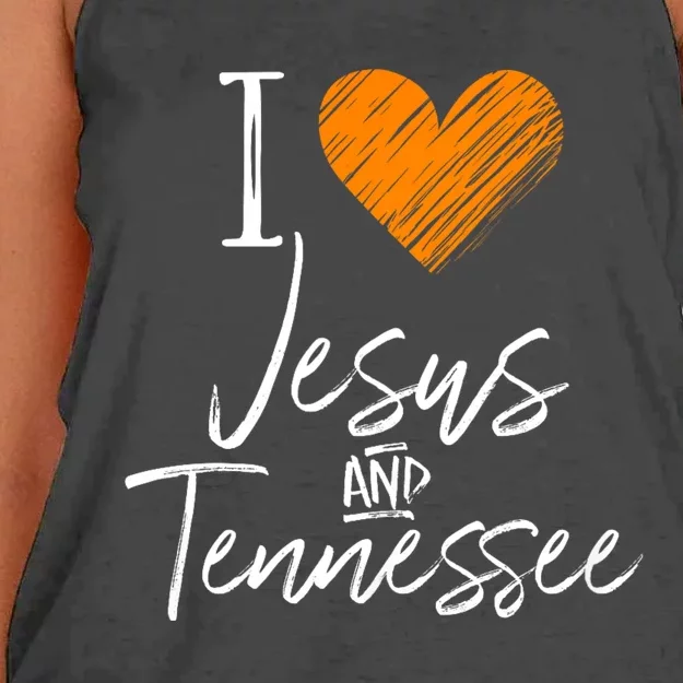 I Love Jesus And Tennessee Orange Heart Cute Fan Gift Women's Knotted Racerback Tank