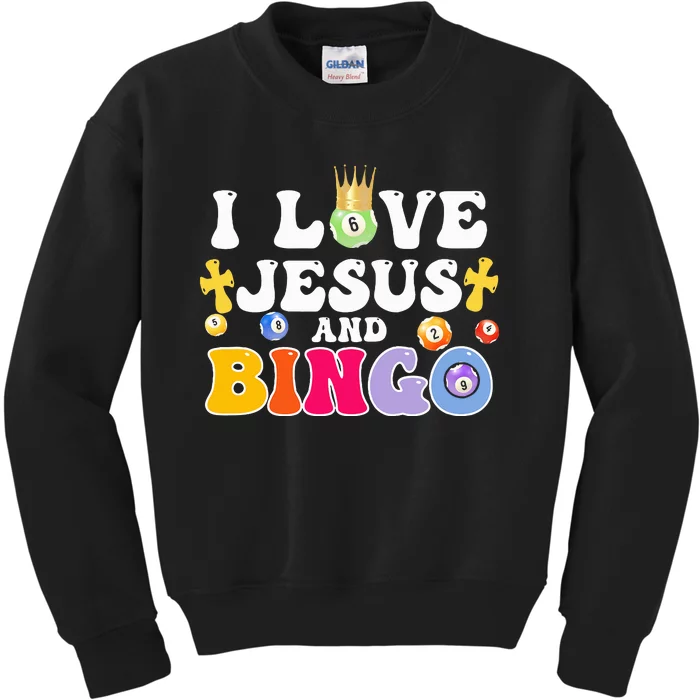 I Love Jesus And Bingo Christian Cross Board Games Kids Sweatshirt