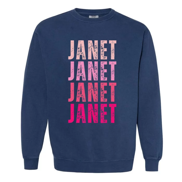 I Love Janet Modern Pattern First Name Janet Garment-Dyed Sweatshirt