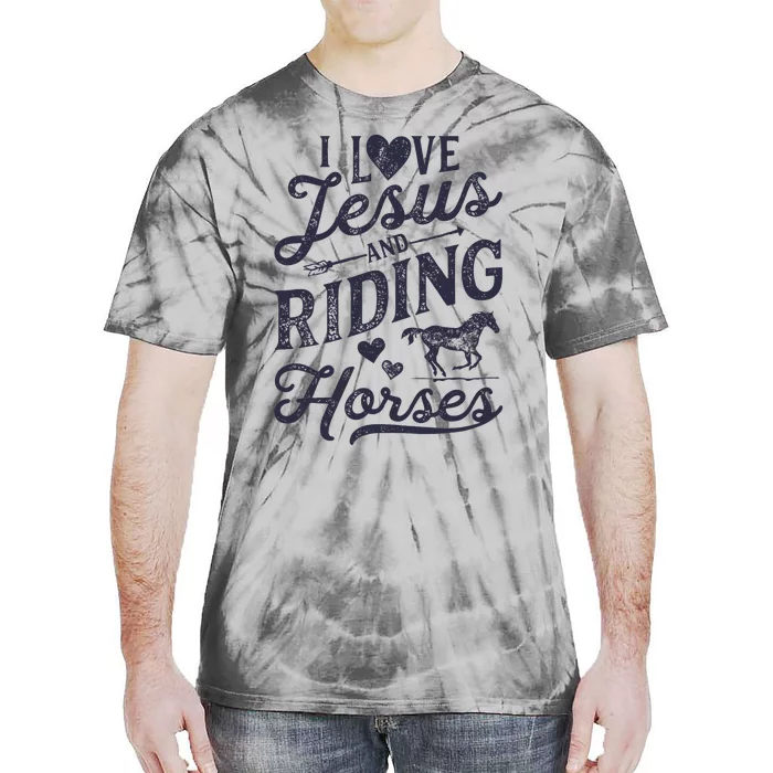 I Love Jesus And Riding Horses Horse Girl Horseback Tie-Dye T-Shirt