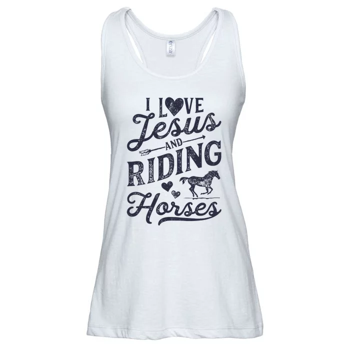 I Love Jesus And Riding Horses Horse Girl Horseback Ladies Essential Flowy Tank