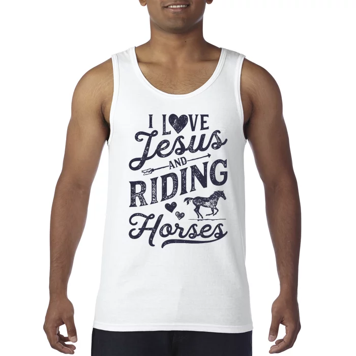 I Love Jesus And Riding Horses Horse Girl Horseback Tank Top