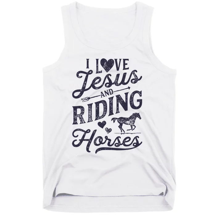 I Love Jesus And Riding Horses Horse Girl Horseback Tank Top