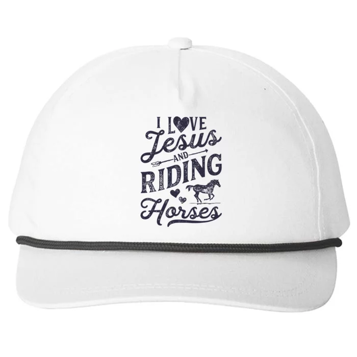 I Love Jesus And Riding Horses Horse Girl Horseback Snapback Five-Panel Rope Hat