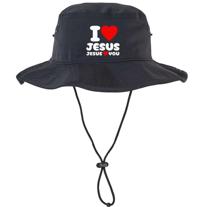 I Love Jesus And Jesus Loves You Christian Legacy Cool Fit Booney Bucket Hat