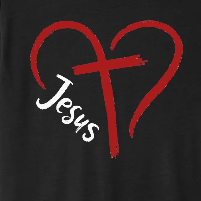 I Love Jesus  Funny Heart And Cross Christian Lover ChromaSoft Performance T-Shirt