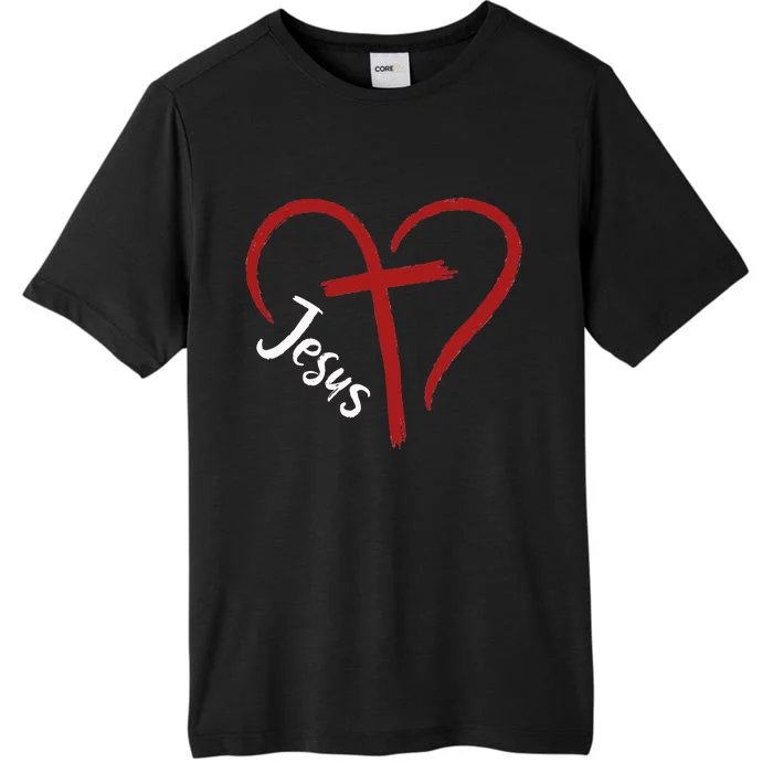 I Love Jesus  Funny Heart And Cross Christian Lover ChromaSoft Performance T-Shirt