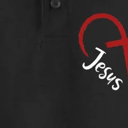 I Love Jesus  Funny Heart And Cross Christian Lover Dry Zone Grid Performance Polo