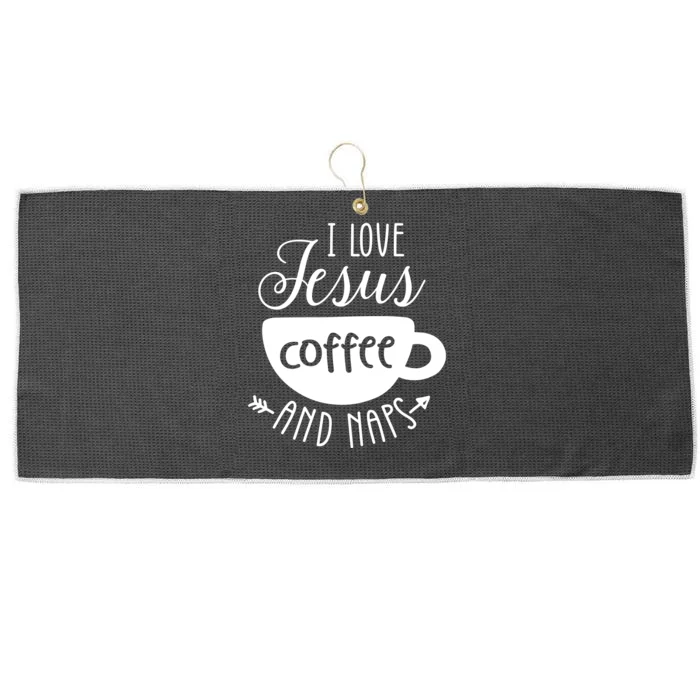 I Love Jesus Coffee And Naps Large Microfiber Waffle Golf Towel