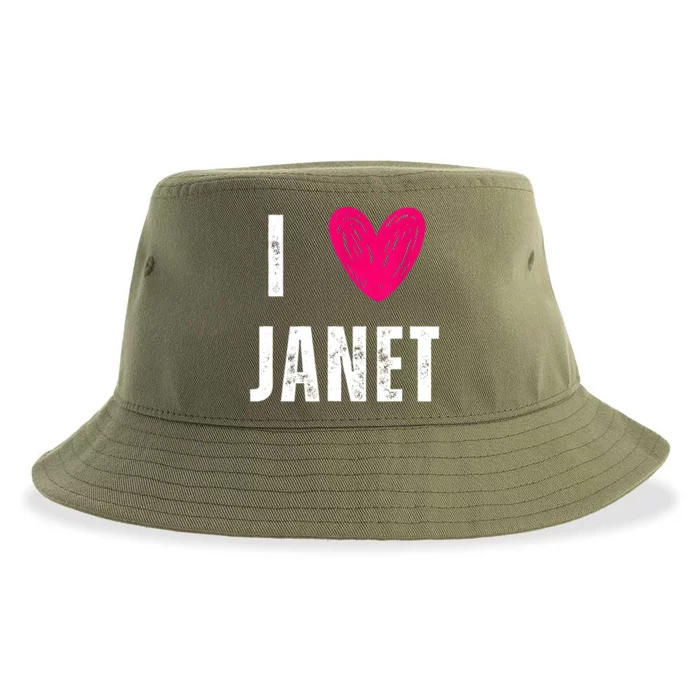 I Love JANET Heart Name Gift Sustainable Bucket Hat