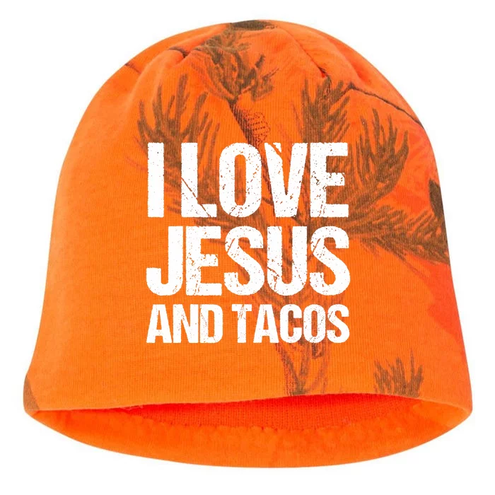 I Love Jesus And Tacos Funny Statement Quote Food Lover Kati - Camo Knit Beanie