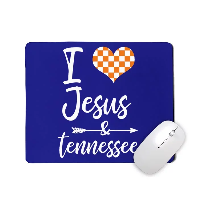 I Love Jesus And Tennessee Orange Heart Cute Fan Mousepad