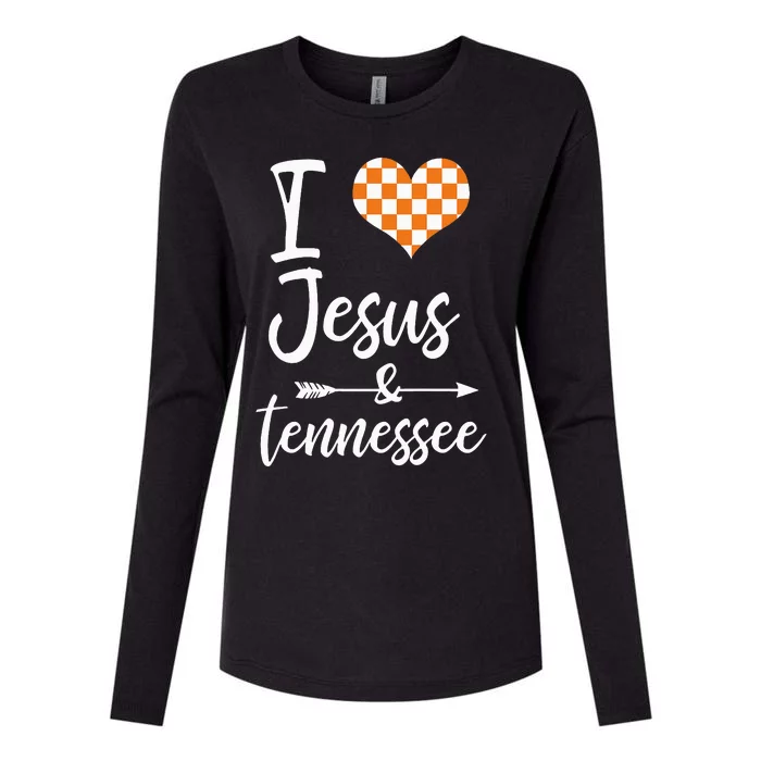 I Love Jesus And Tennessee Orange Heart Cute Fan Womens Cotton Relaxed Long Sleeve T-Shirt