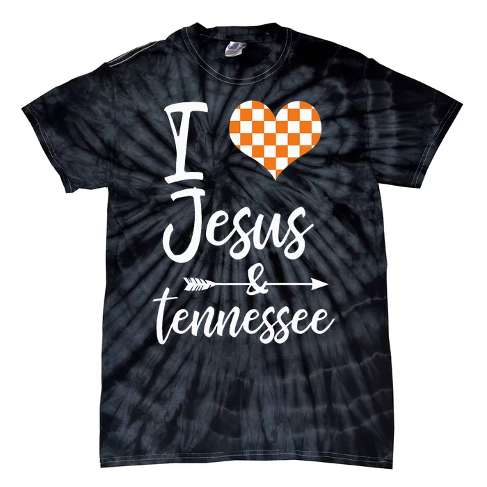 I Love Jesus And Tennessee Orange Heart Cute Fan Tie-Dye T-Shirt