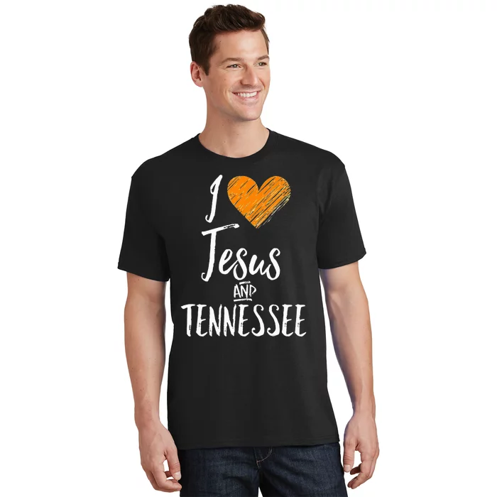 I Love Jesus And Tennessee Orange Heart Cute Fan Gifts T-Shirt