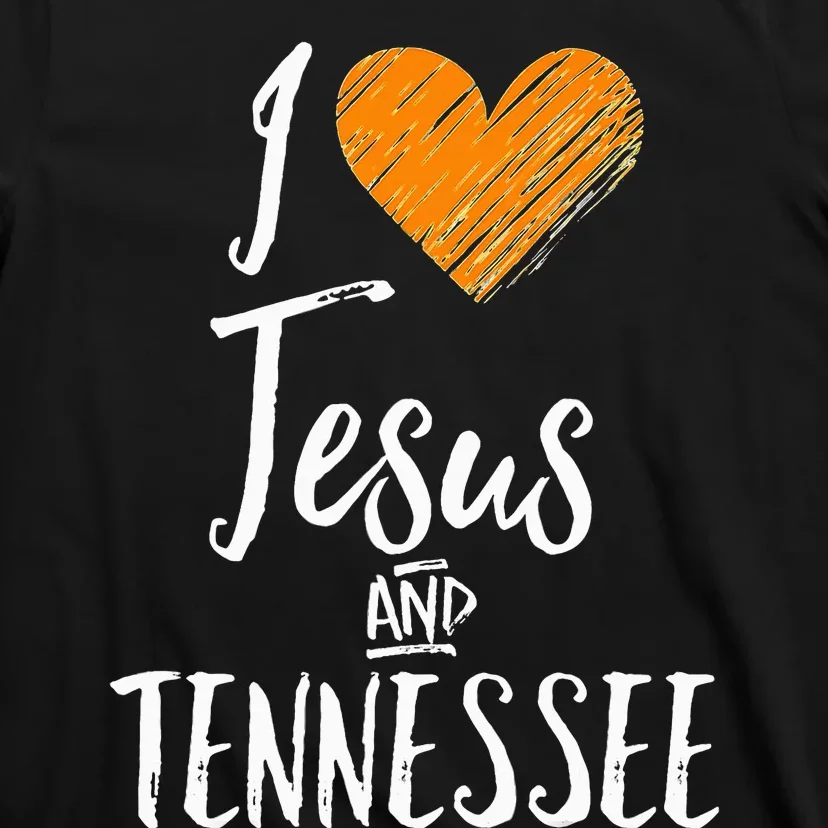 I Love Jesus And Tennessee Orange Heart Cute Fan Gifts T-Shirt