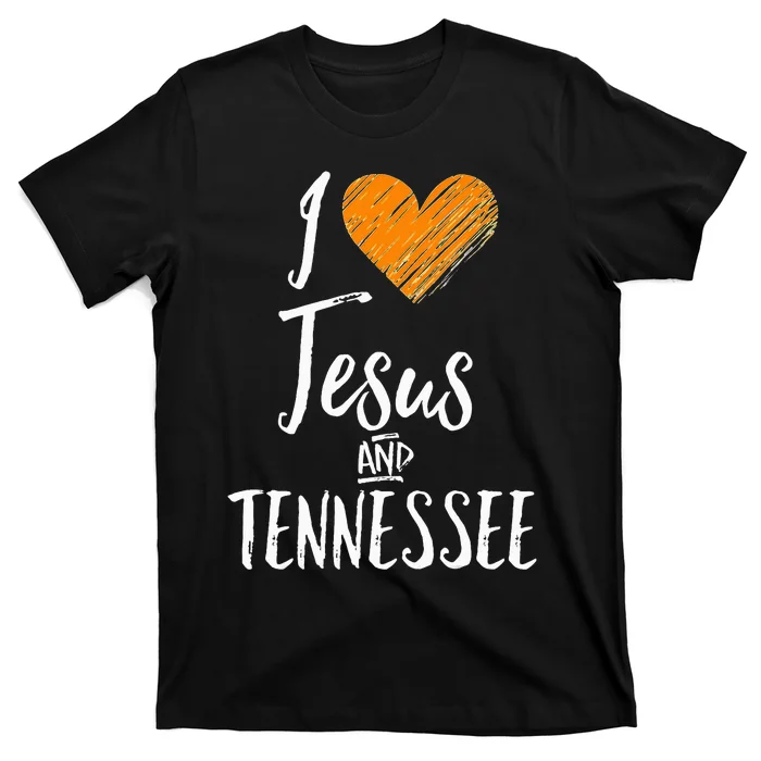 I Love Jesus And Tennessee Orange Heart Cute Fan Gifts T-Shirt