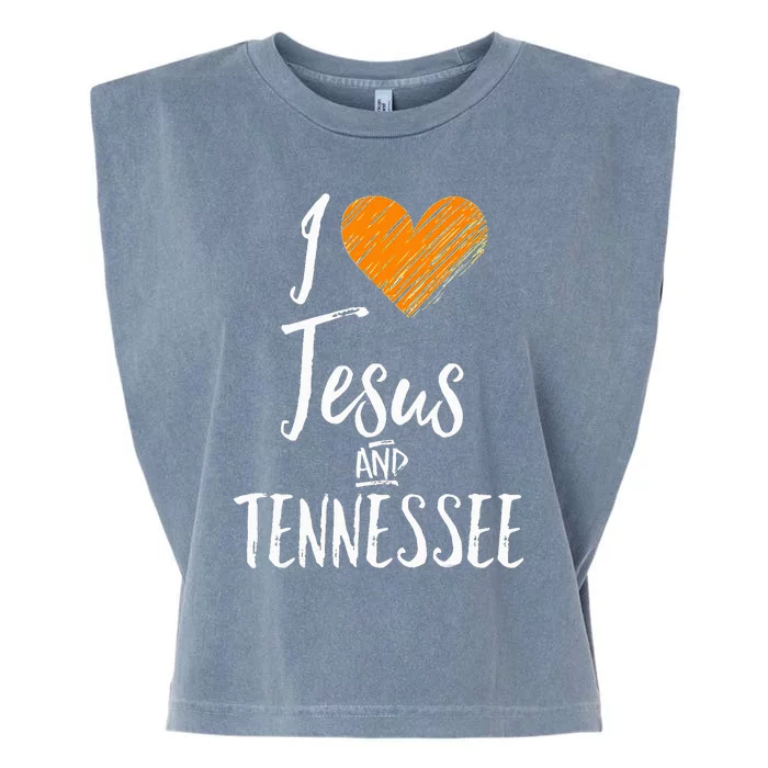 I Love Jesus And Tennessee Orange Heart Cute Fan Gifts Garment-Dyed Women's Muscle Tee