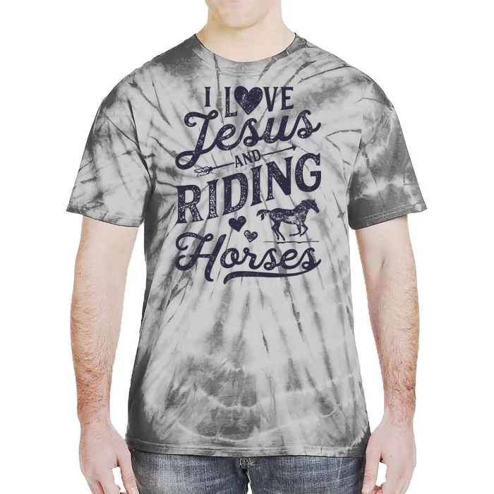 I Love Jesus And Riding Horses Horse Girl Horseback Rider Tie-Dye T-Shirt