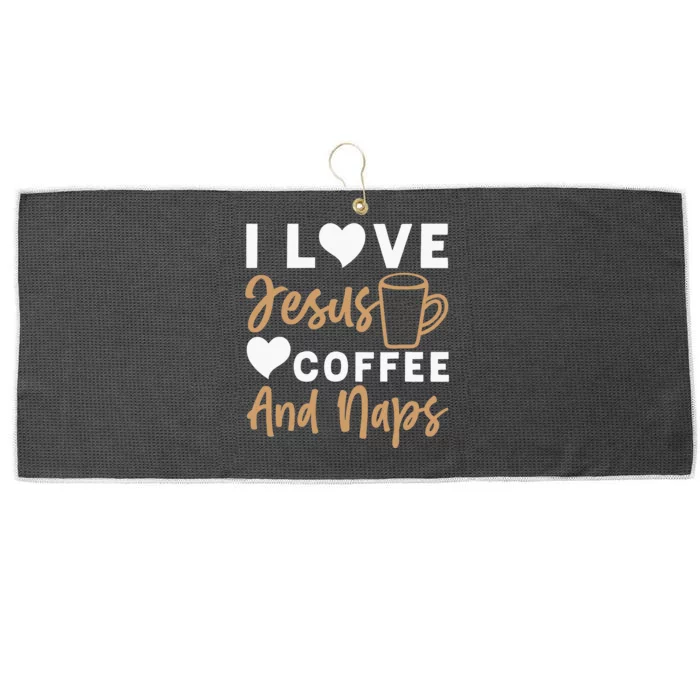 I Love Jesus Coffee And Naps Funny Christian Large Microfiber Waffle Golf Towel