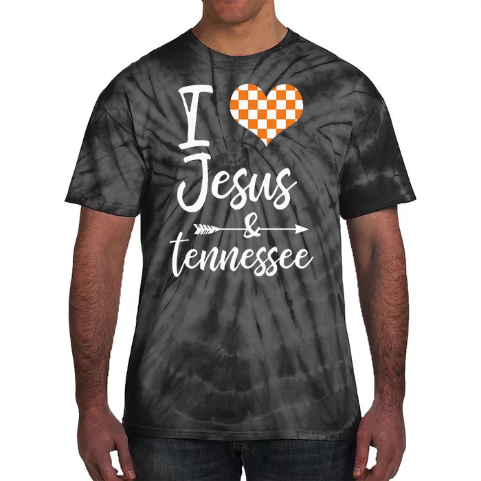 I Love Jesus And Tennessee Orange Heart Cute Fan Tie-Dye T-Shirt