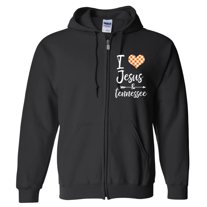 I Love Jesus And Tennessee Orange Heart Cute Fan Full Zip Hoodie