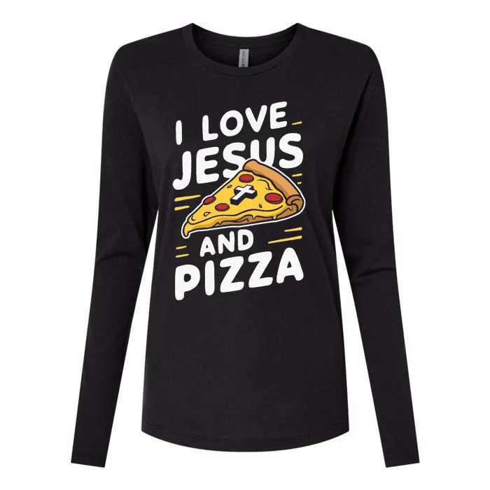 I Love Jesus And Pizza Womens Cotton Relaxed Long Sleeve T-Shirt