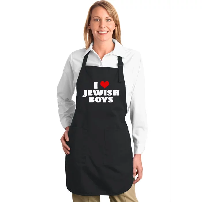 I Love Jewish Red Heart Hanukkah Full-Length Apron With Pocket