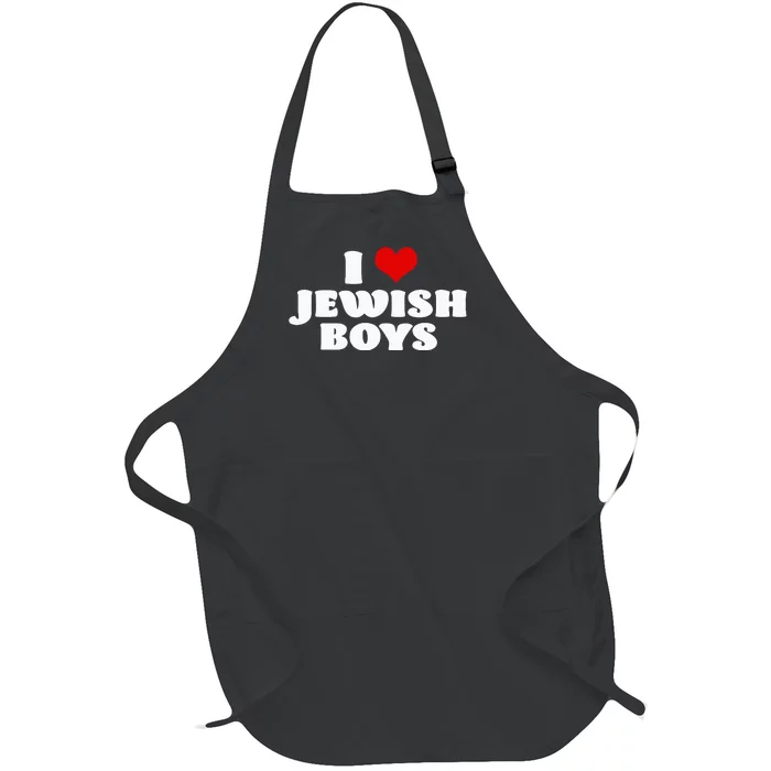 I Love Jewish Red Heart Hanukkah Full-Length Apron With Pocket