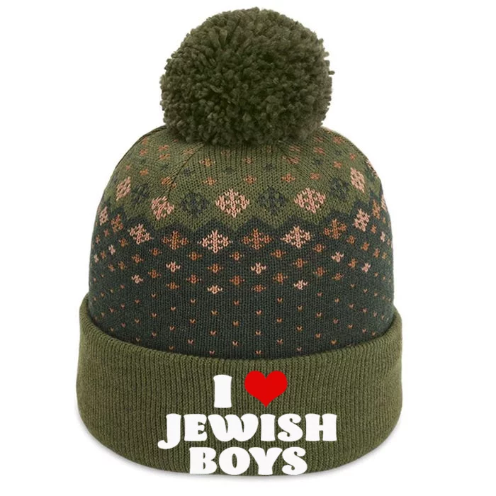 I Love Jewish Red Heart Hanukkah The Baniff Cuffed Pom Beanie