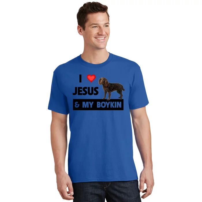 I Love Jesus And My Kin Spaniel Duck Hunting Dog Mom Dad Gift T-Shirt