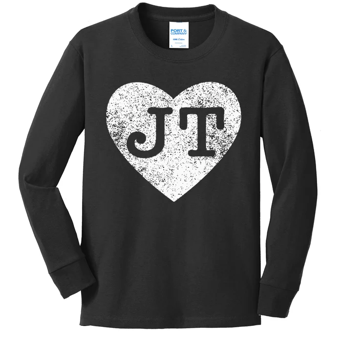 I love JT vintage heart Kids Long Sleeve Shirt