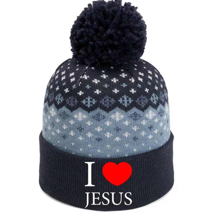 I Love Jesus Simple Logo The Baniff Cuffed Pom Beanie