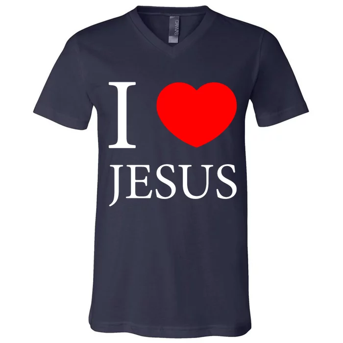 I Love Jesus Simple Logo V-Neck T-Shirt