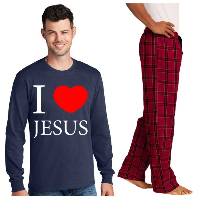 I Love Jesus Simple Logo Long Sleeve Pajama Set