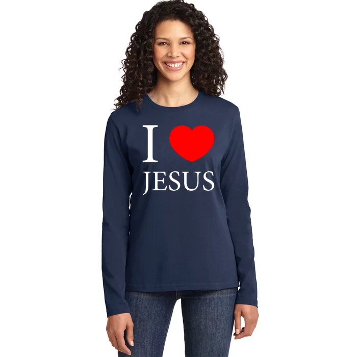 I Love Jesus Simple Logo Ladies Long Sleeve Shirt