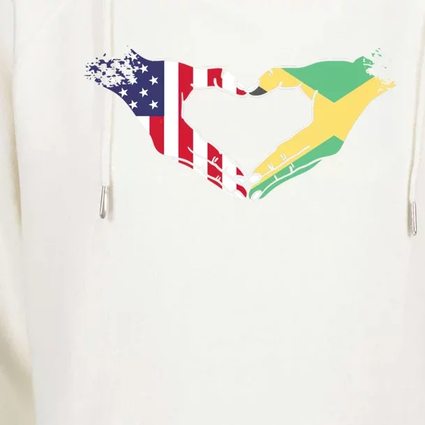 I Love Jamaica And Usa Flag Gift Womens Funnel Neck Pullover Hood