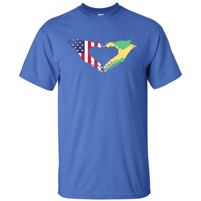 I Love Jamaica And Usa Flag Gift Tall T-Shirt