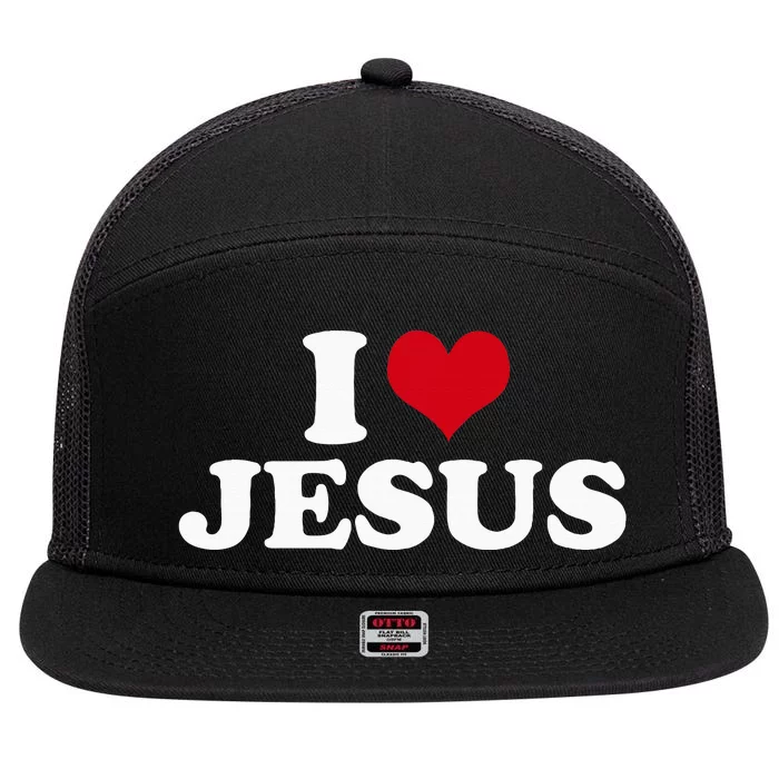 I Love Jesus I Heart Jesus 7 Panel Mesh Trucker Snapback Hat