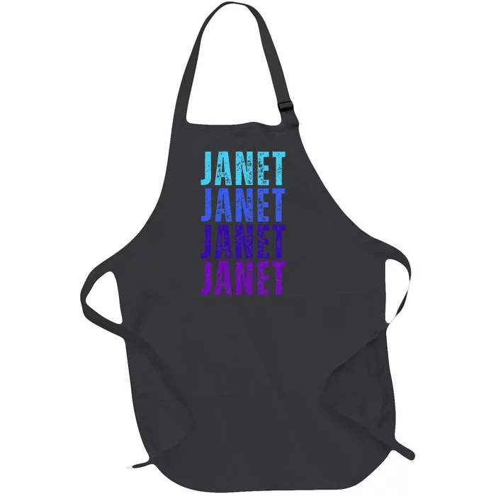 I Love Janet Pattern First Name Janet Full-Length Apron With Pocket