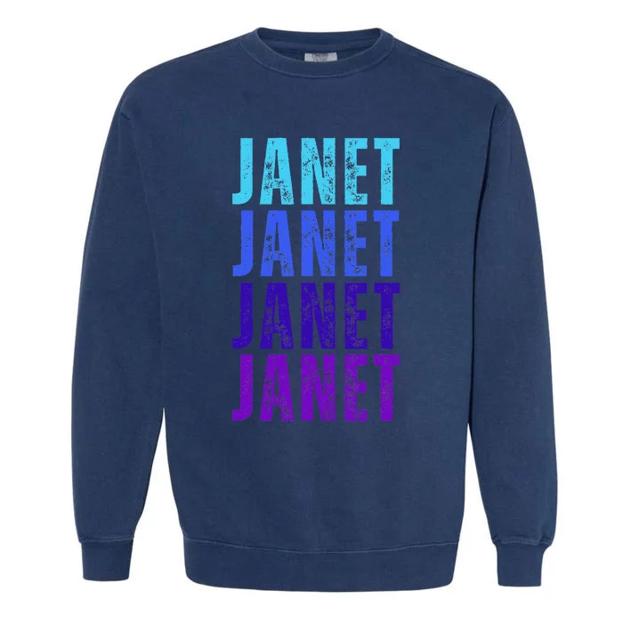 I Love Janet Pattern First Name Janet Garment-Dyed Sweatshirt